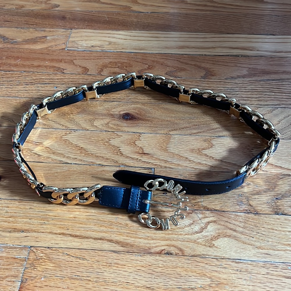 H&M Moschino Black Gold Leather Belt 85 - Picture 2 of 5